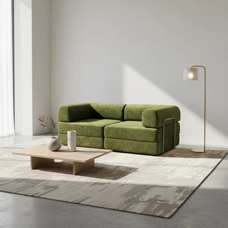 Modern Chenille Convertible Sofa Bed - Compression Foldable Couch With High Resilience Foam And Metal Frame For Living Room & Bedroom