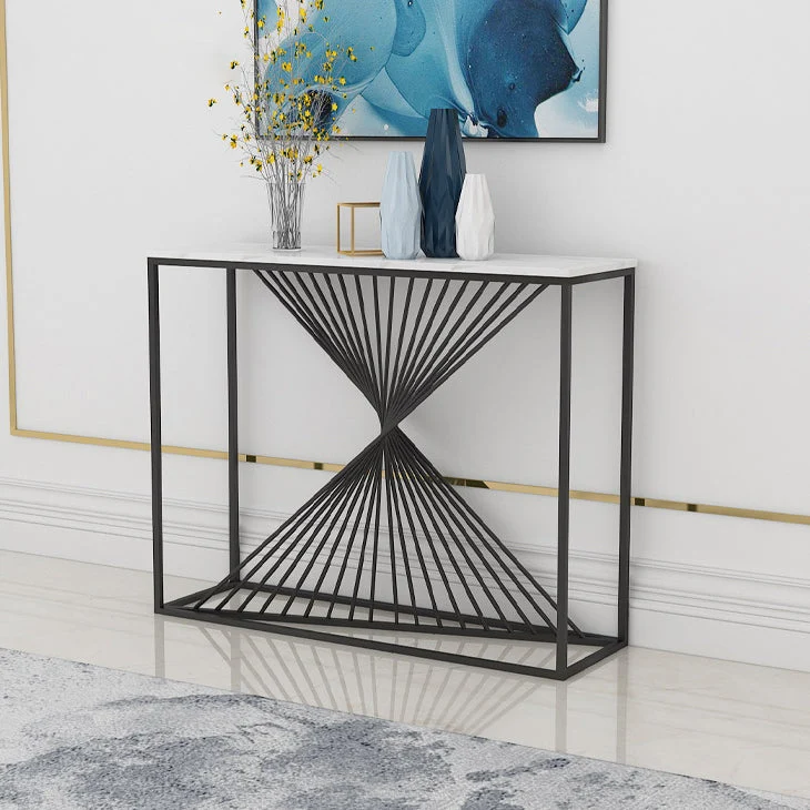 Marble Rectangle Accent Table 11.81" W 1-shelf Console Table for Hall