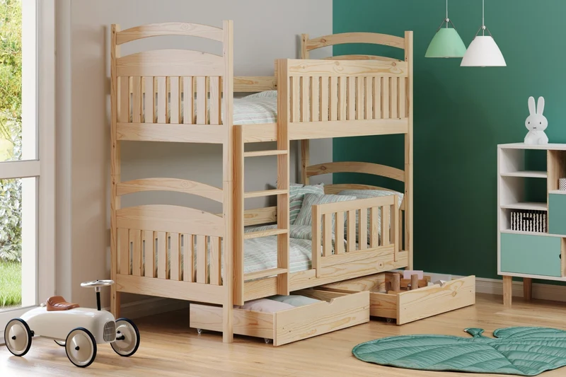 Etagenbett 97 cm – Amely – Umweltfreundliches Bett mit Leiter.
