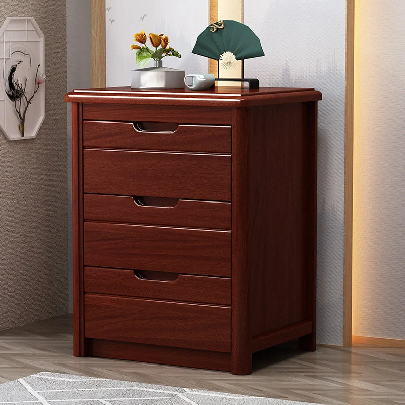 Contemporary Wooden Storage Chest Vertical Chest in Brown with Drawers