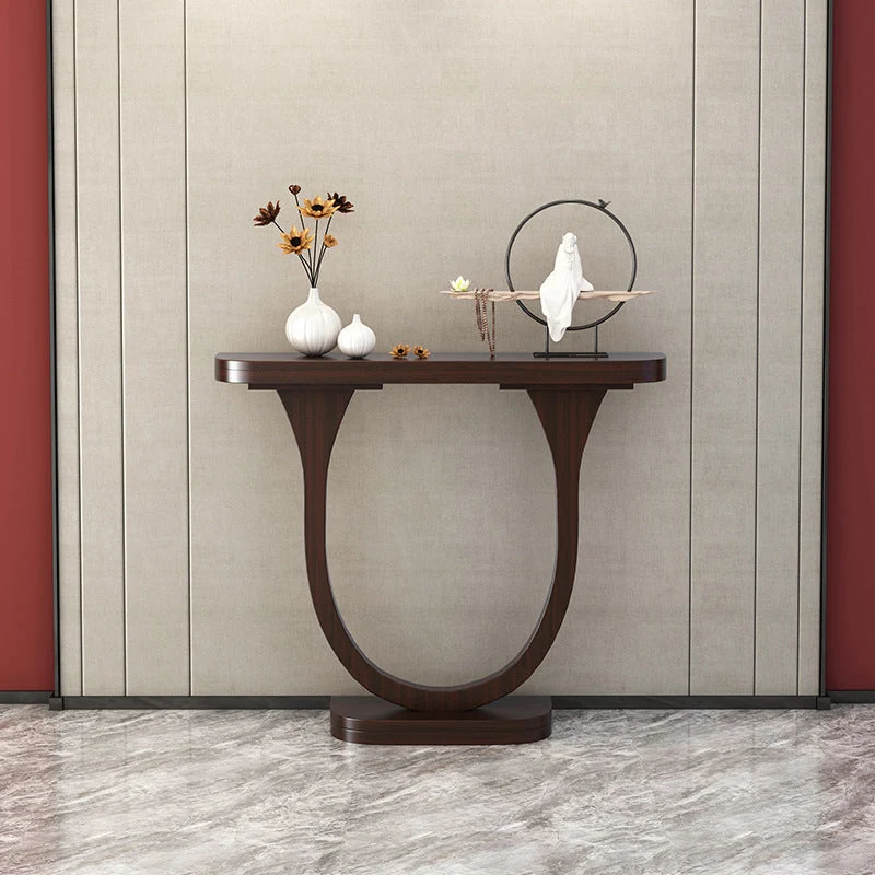 Solid Wood Half Moon Console Table 33.46" Tall 1-shelf Accent Table