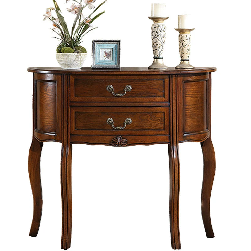 34.65" Tall 2-drawer Console Table Solid Wood Accent Table for Hall