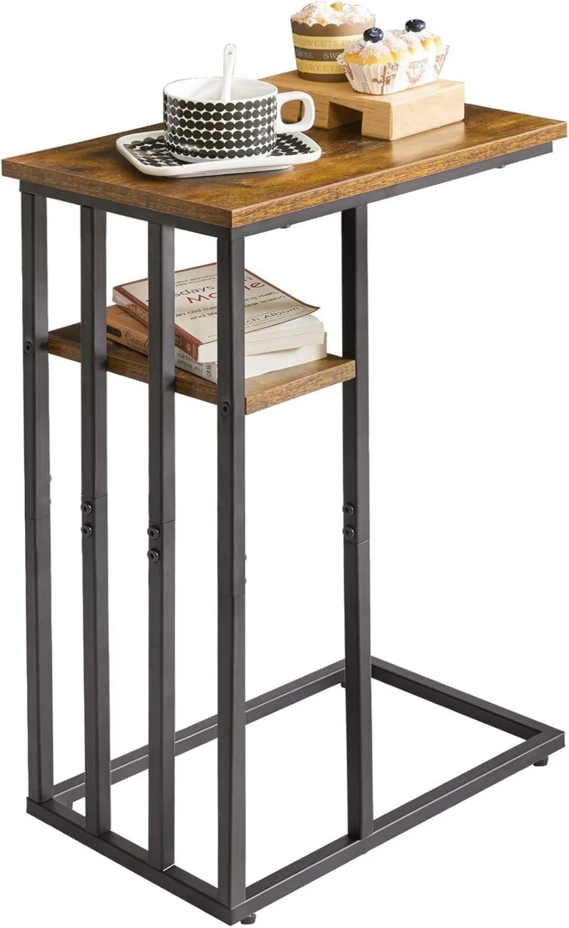 Beistelltisch C-Form Laptoptisch Rollen Metallgestell