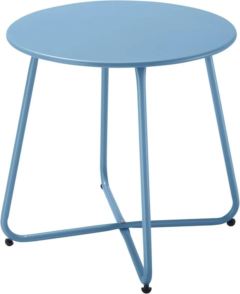 Kleiner Beistelltisch Metall Garten Couchtisch Rund Blau