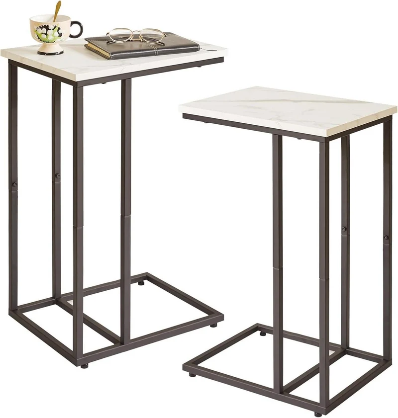 Weißer Marmor Beistelltisch Set C-Form YD-TM051B-2