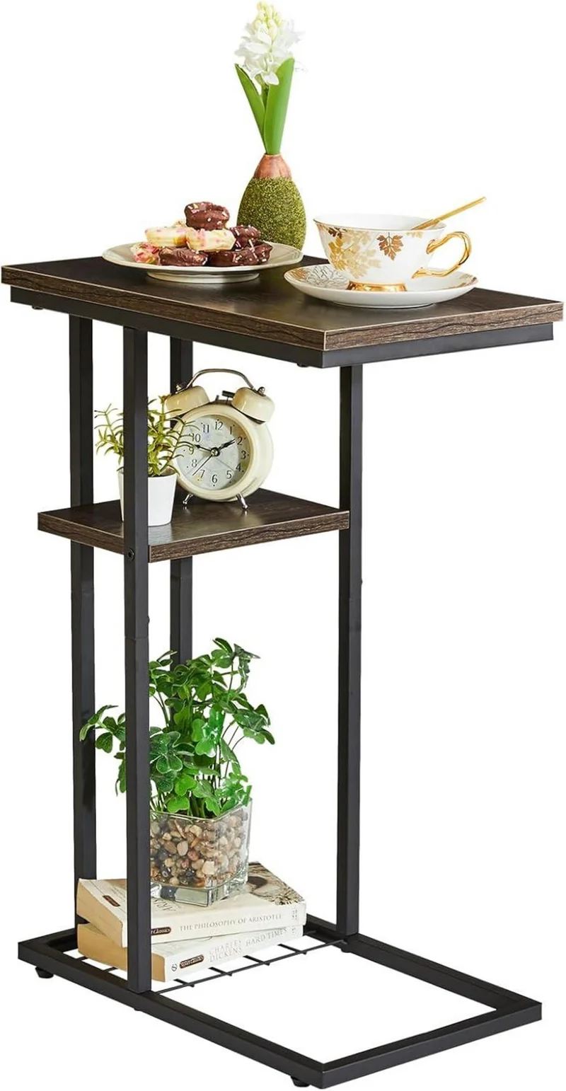 YMYNY Beistelltisch C-Form Industrie-Design 40x26x61.5cm