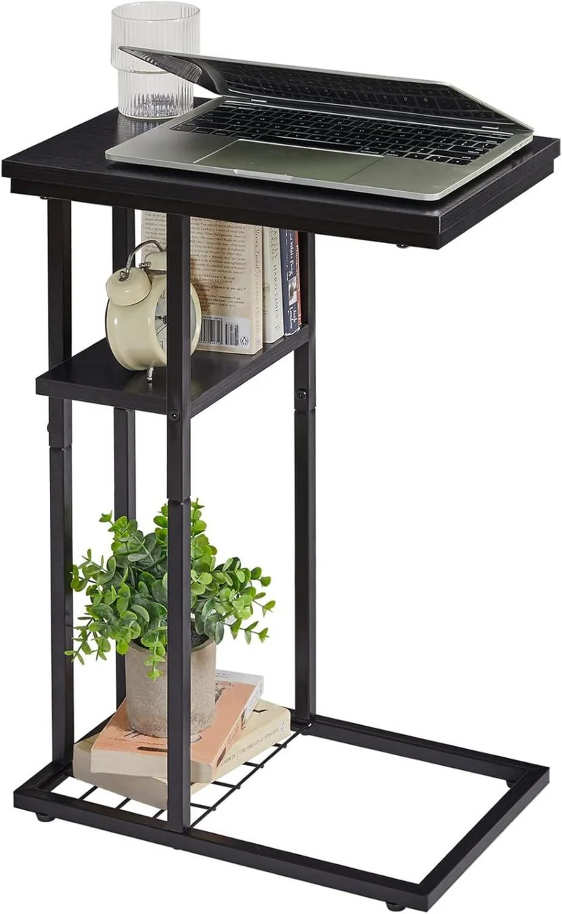 YMYNY Beistelltisch C-Form 40x26x61.5cm Schwarz