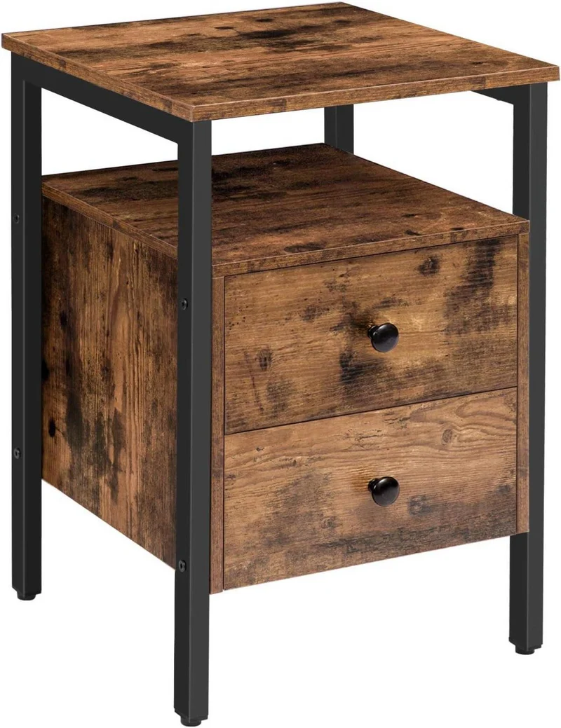 Hoobro Nachttisch Beistelltisch Schubladen Vintage Stabil