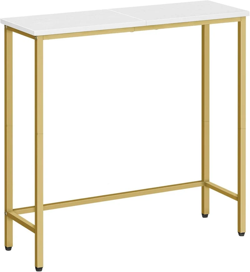 HOOBRO Konsolentisch 75cm Beistelltisch Flur Weiß Gold