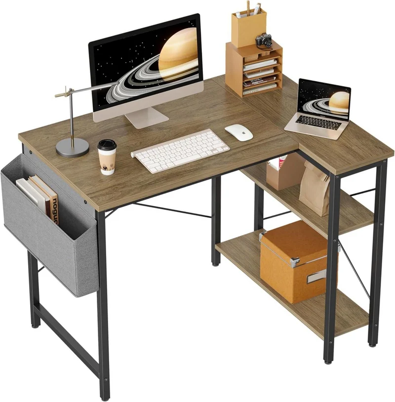 L-förmiger Schreibtisch mit Ablagefächern - Gaming Tisch
