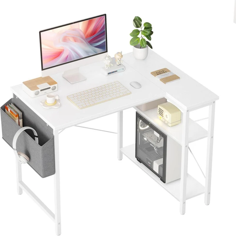 L-förmiger Gaming Schreibtisch 100x70 cm mit Ablagefächern