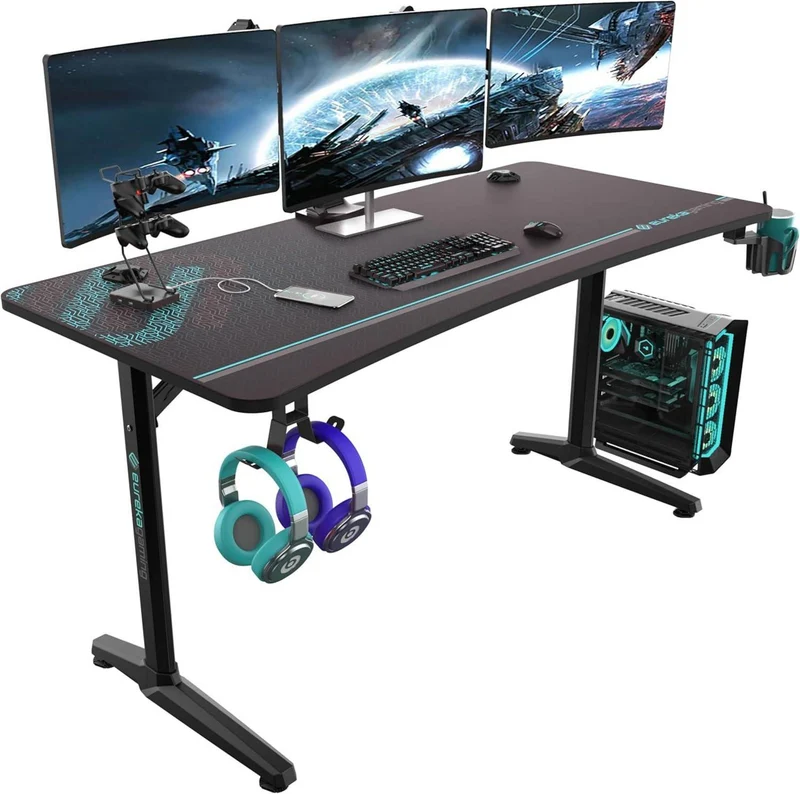 Großer Gaming Schreibtisch 152×70cm mit Zubehör-Set