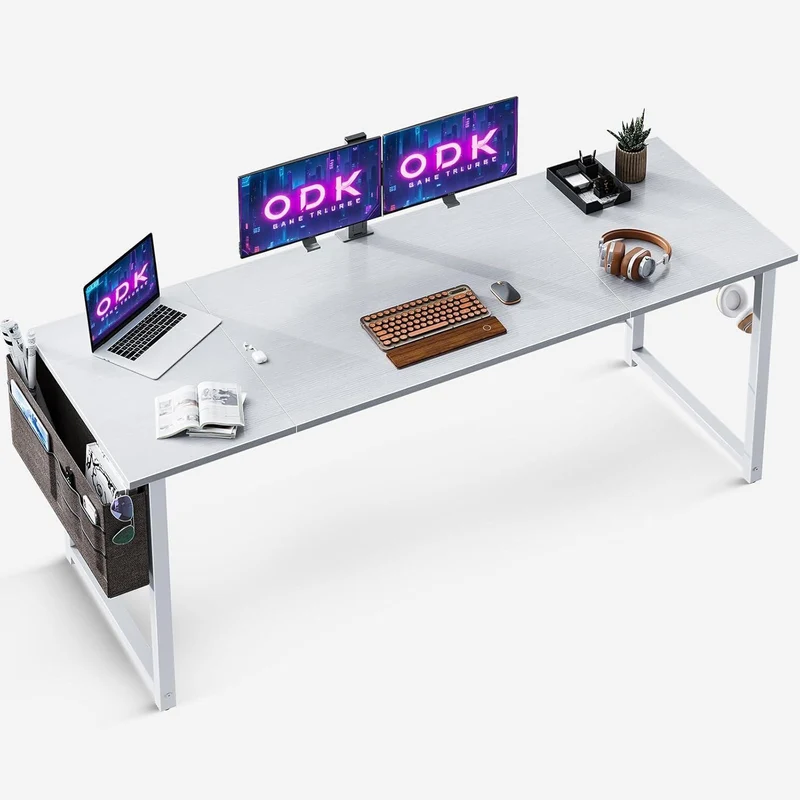ODK Schreibtisch Weiß 160x55x73,5cm Computertisch Schwarz