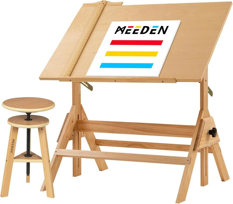 MEEDEN Holz Zeichentisch 96x60cm Verstellbare Höhe Künstler