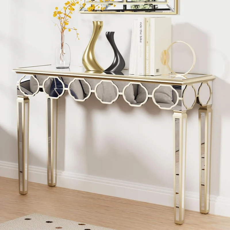 Konsolentisch Gold 120 cm Spiegelglas Luxus Design moderner