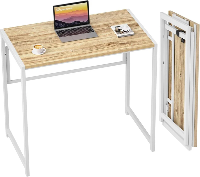 Kleiner Klappbarer Schreibtisch 80x48 cm Keine Montage Beige
