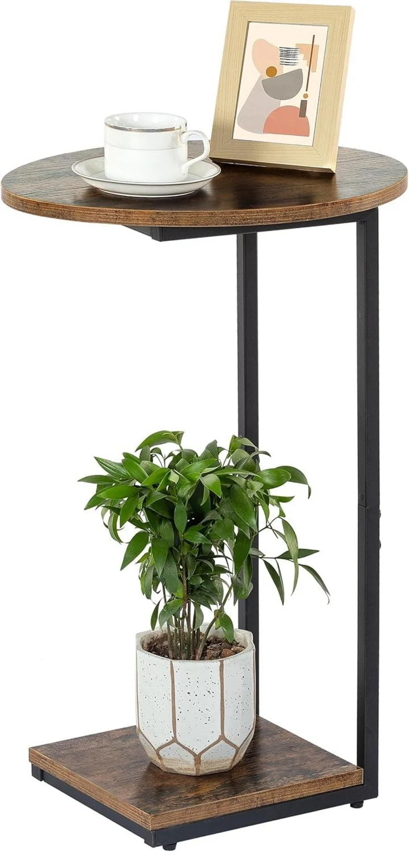 C-förmiger Beistelltisch 40x30x60cm Vintagebraun-Schwarz