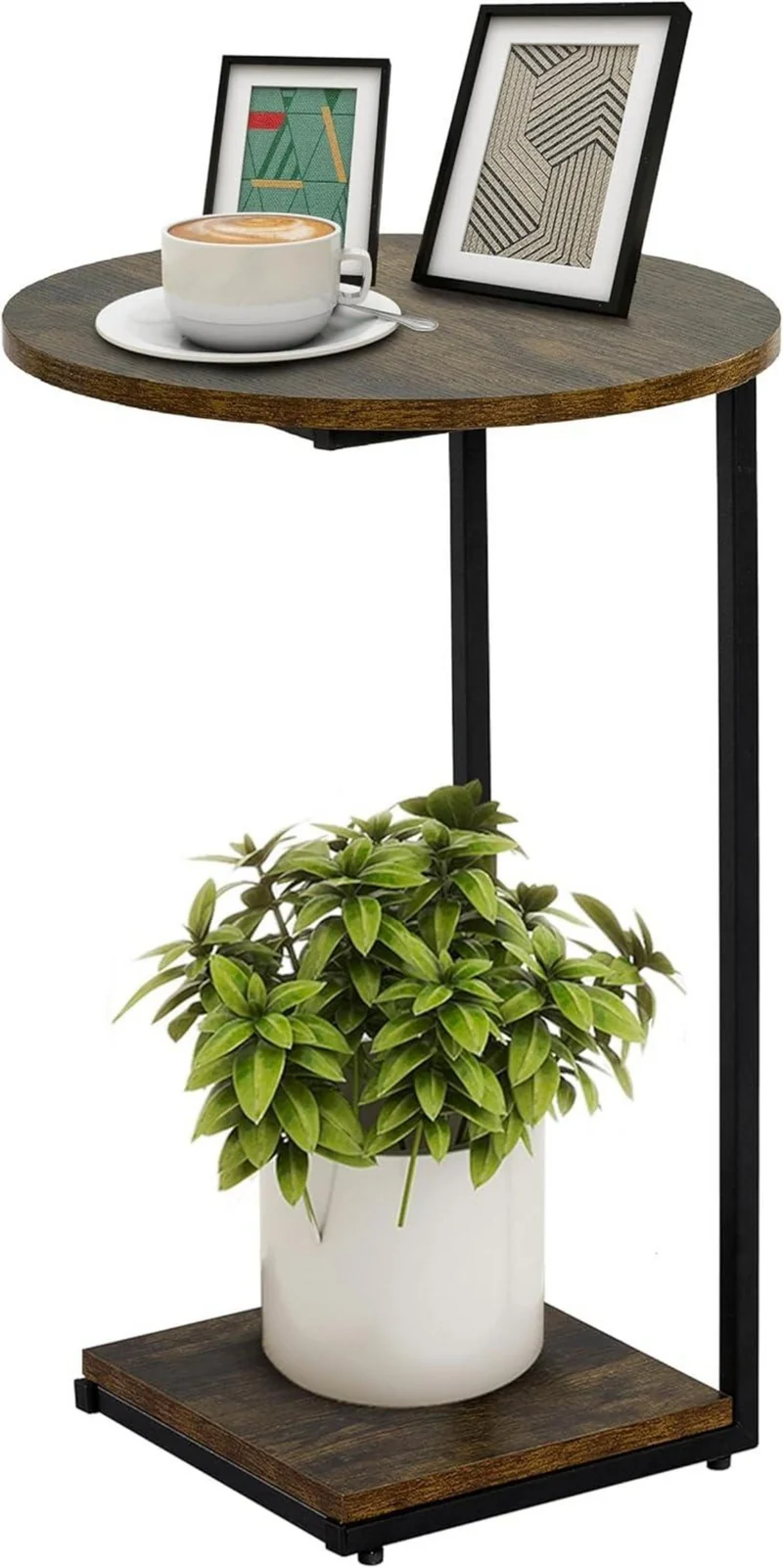 Runder C-förmiger Beistelltisch 40x40x60 cm Vintagebraun