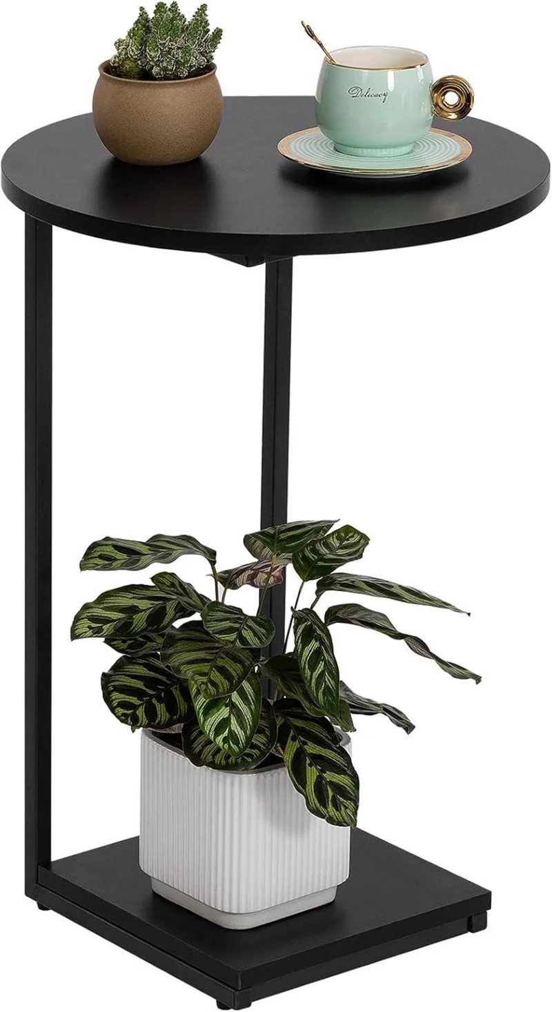 Moderne HDANI C-förmiger Beistelltisch 40x40x60cm Schwarz