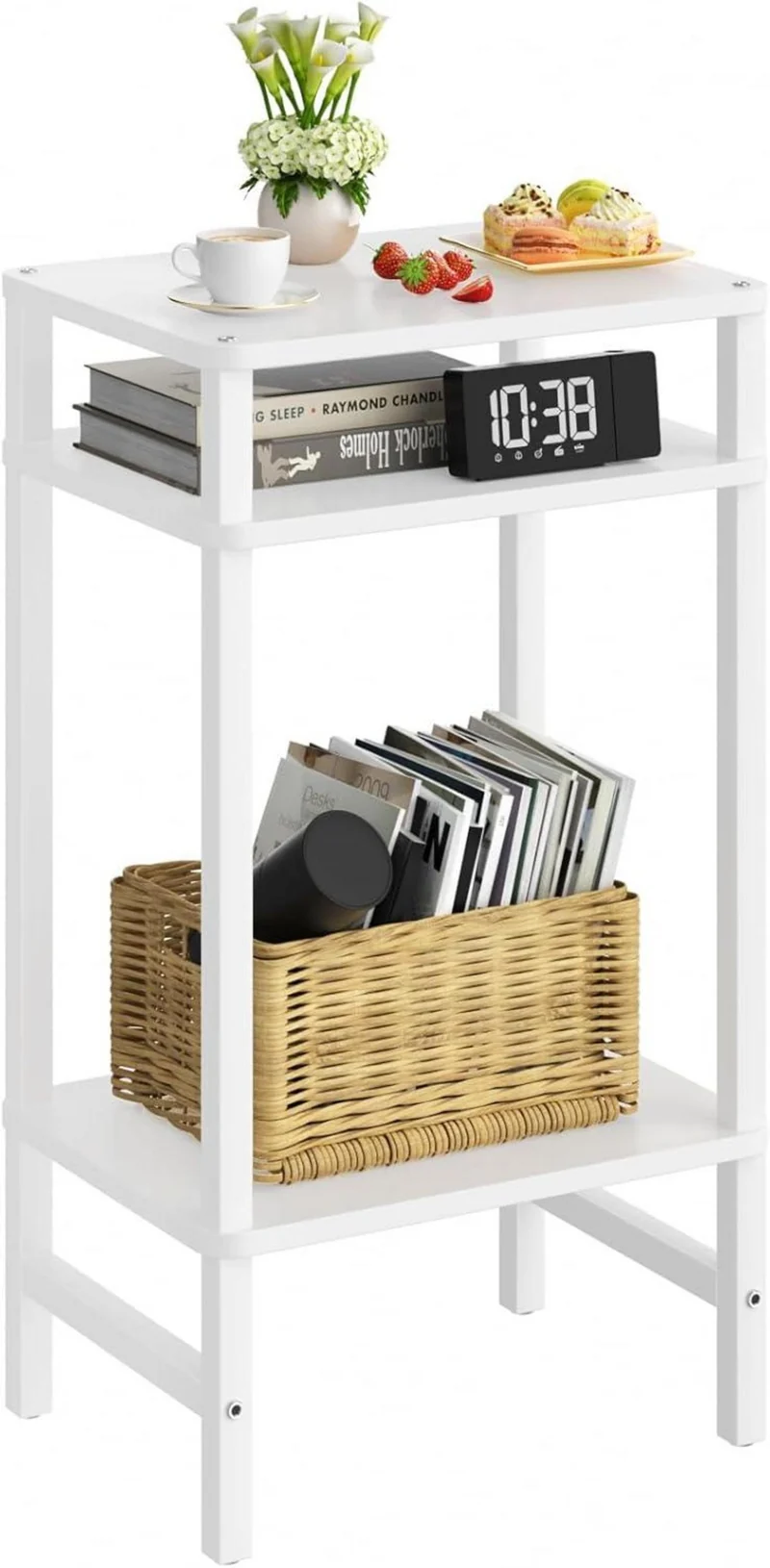 3 Ebenen Beistelltisch Holz Weiß 70cm Hoch - Moderner
