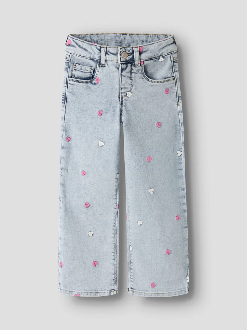 Name it-NMFROSE WIDE EMB JEANS 2633-FR NOOS-Light Blue Bleached Denim