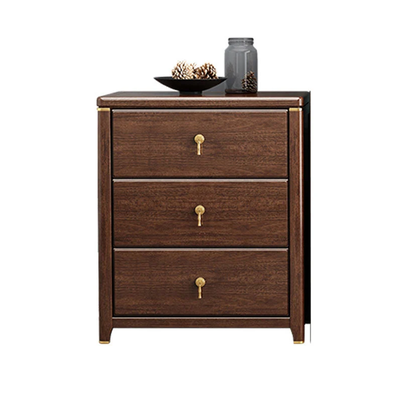 Glam Walnut Wood Storage Chest Bedroom Chest in Brown with Drawers