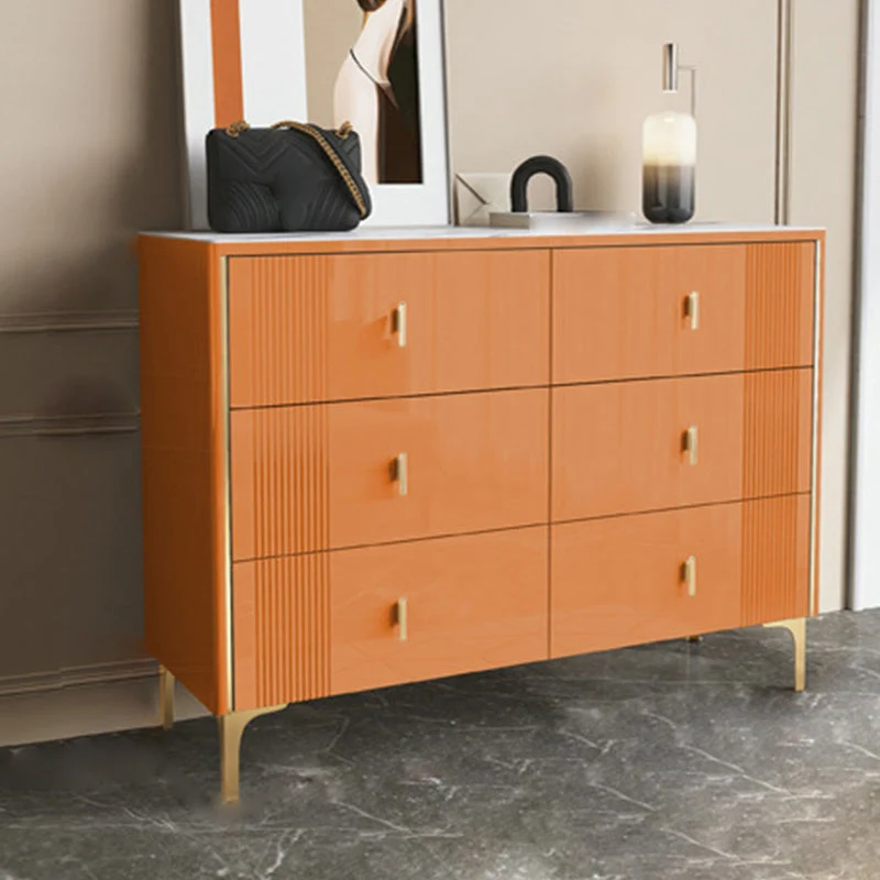 Glam Horizontal Stone Storage Chest Bedroom Chest with Metal Legs