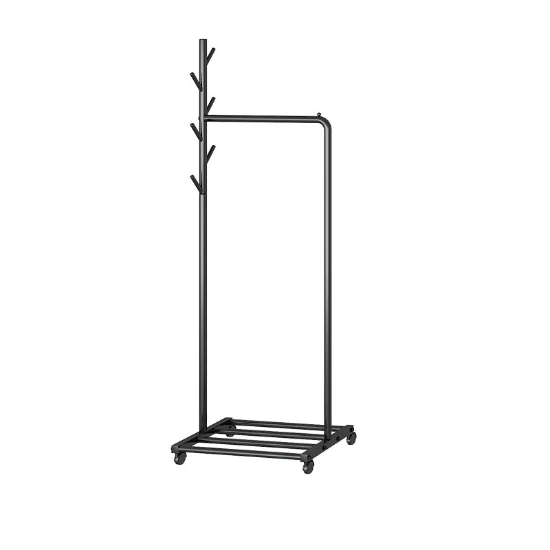 Modern Coat Hanger Metal Framed Hanging Rail Lower Shelf and Hooks Hall Stand