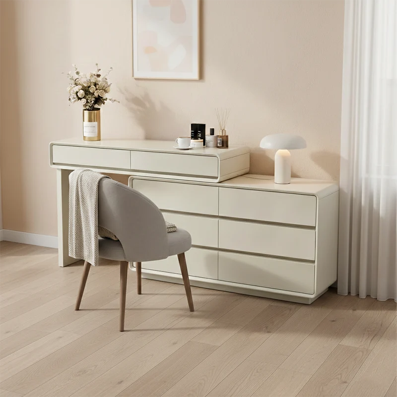 Space-Saving Extendable Dressing Table - MDF Countertop & Particle Board Drawers Makeup Vanity For Bedroom