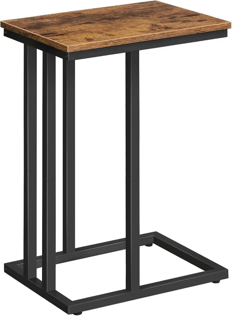 HOOBRO Beistelltisch C-förmiger Couchtisch Vintagebraun