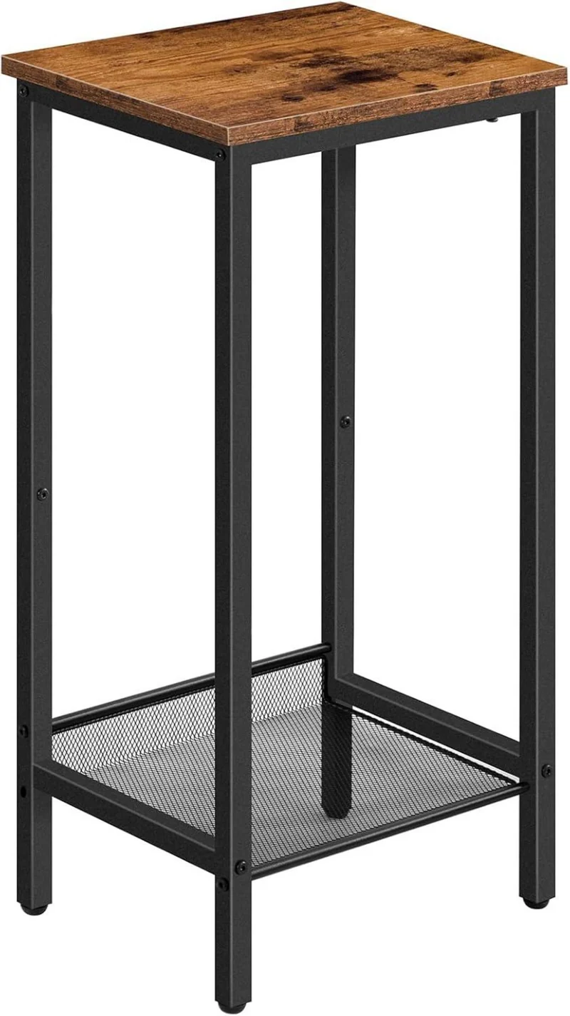 HOOBRO Hocher Beistelltisch Dunkelbraun Industrie-Design