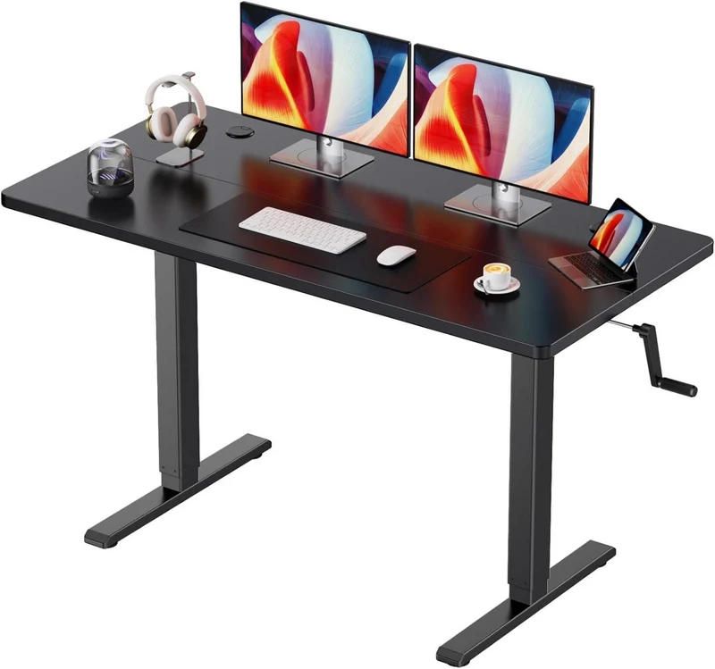 Höhenverstellbarer Schreibtisch 120x60cm Manuell Schwarz