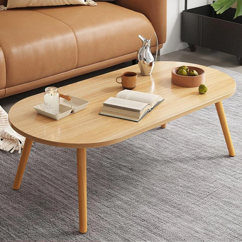 Niedriger ovaler Couchtisch mit soliden Tischbeinen 80 x 45