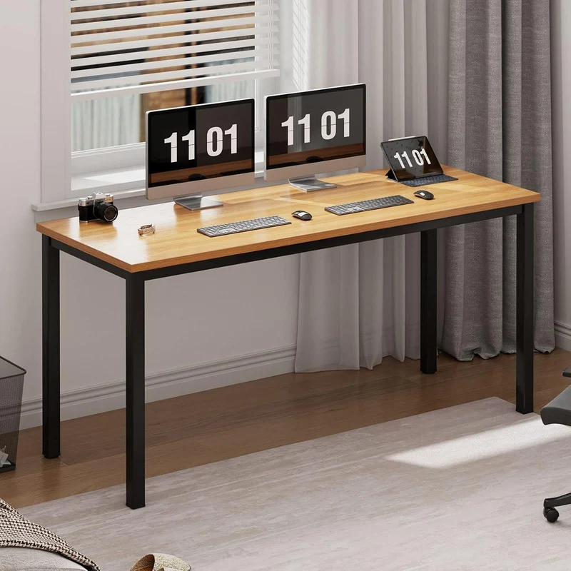 Schreibtisch 120x60x75 cm Teak Schwarz, PC Workstation Home