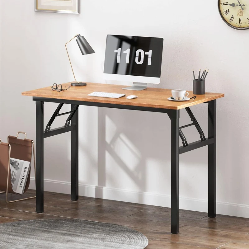 Schreibtisch Computertisch 100x60x75cm Teak & Schwarz