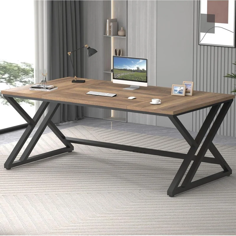Rustikaler großer Computertisch Holz Heimbüro-Schreibtisch