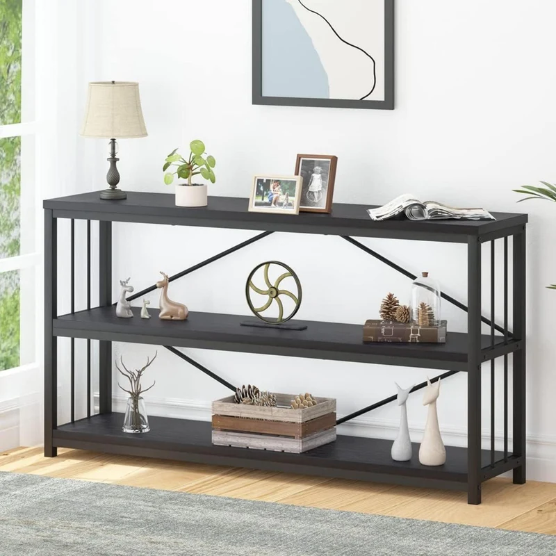 LVB Konsolentisch Holz Schwarz, Bücherregal 3