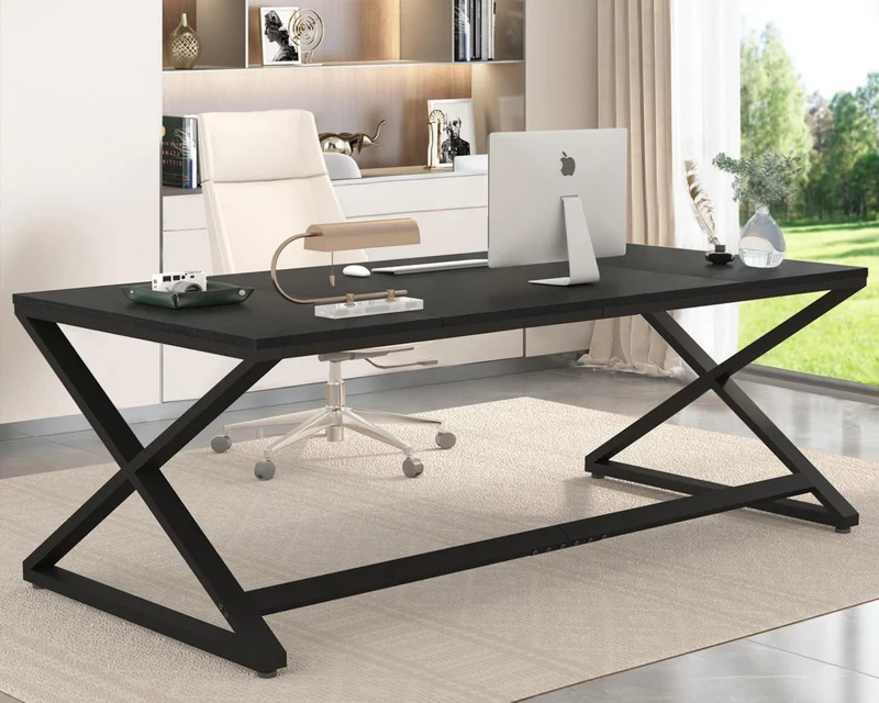 Schreibtisch 180 cm Holz Schwarz Bürotisch 180x80 cm