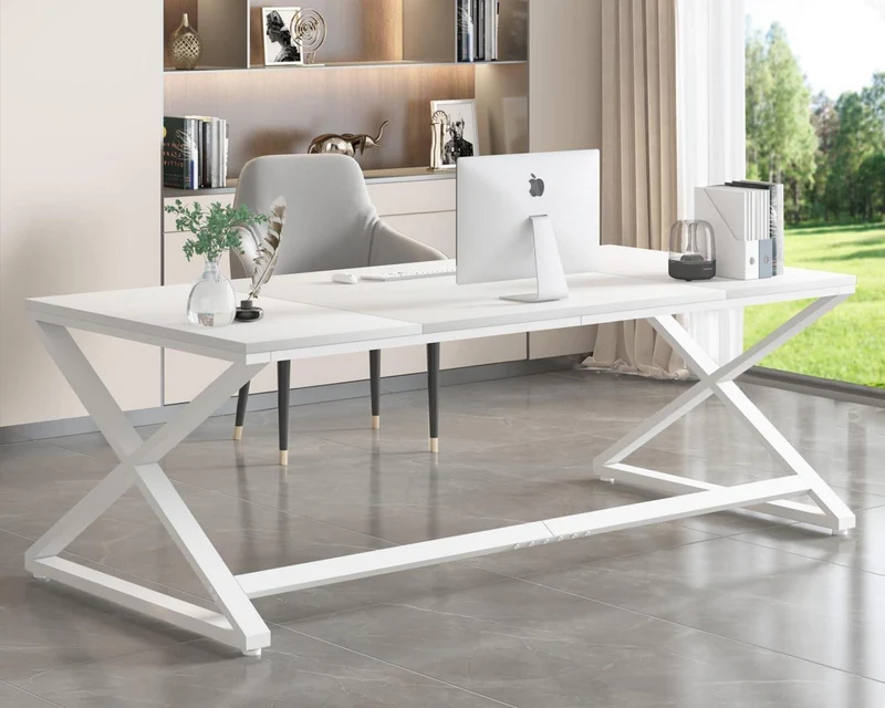 Großer weißer Schreibtisch 70 Zoll für Home Office