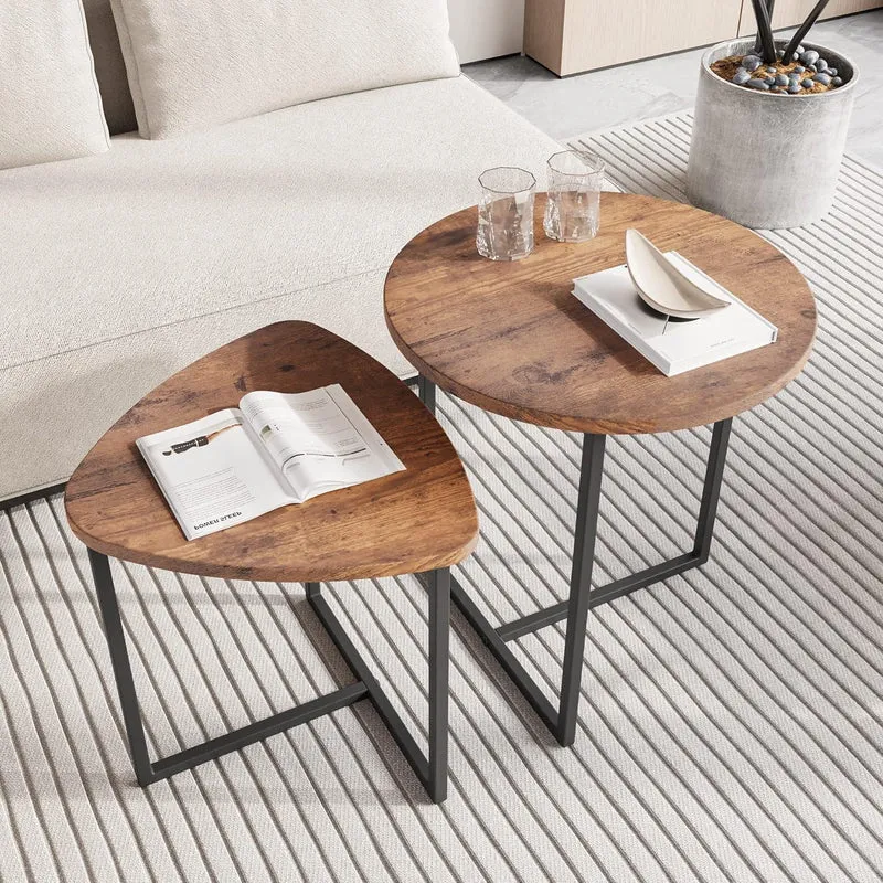 Runder Couchtisch 2er-Set Beistelltisch Wohnzimmertisch