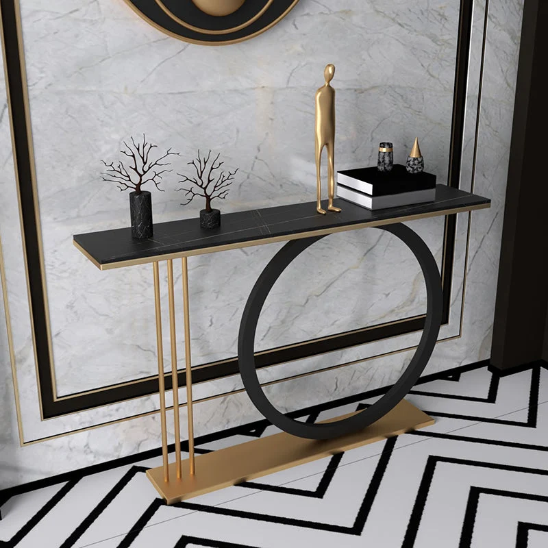 31.5-inch Tall Modern Console Table Stone Accent Table with Shelf