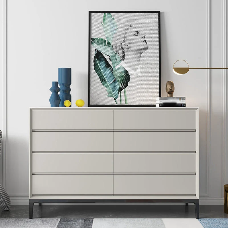 Contemporary Storage Chest Stone Bedroom Chest with Black Legs