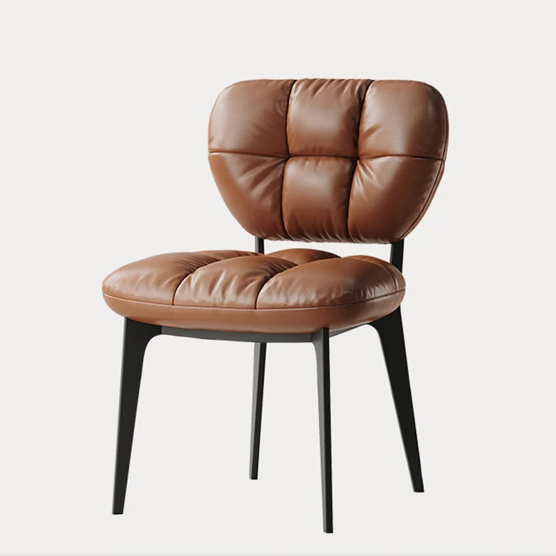 Modern Luxury Microfiber Leather & Carbon Steel Dining Chair With High-Density Sponge Cushion For Dining Room