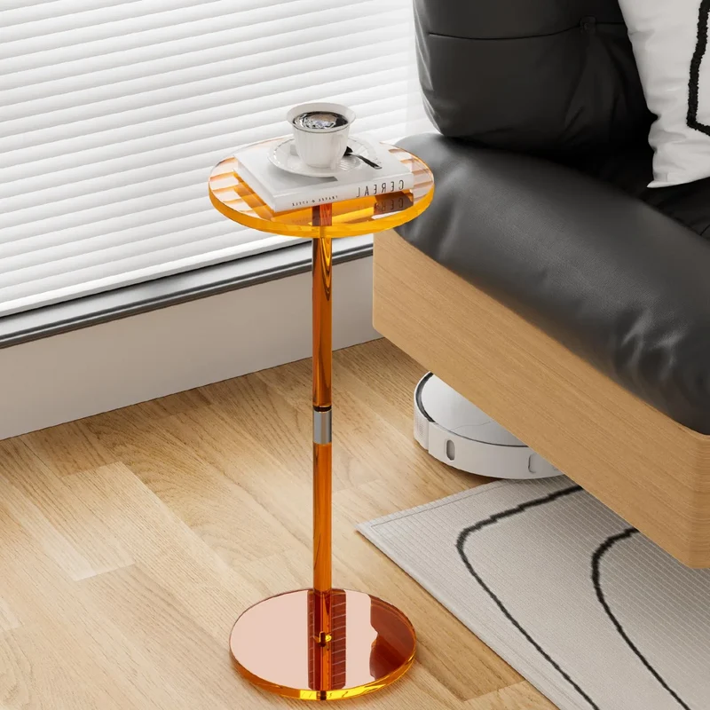Modern Minimalist Acrylic Round Side Table For Living Room & Bedroom & Bathroom