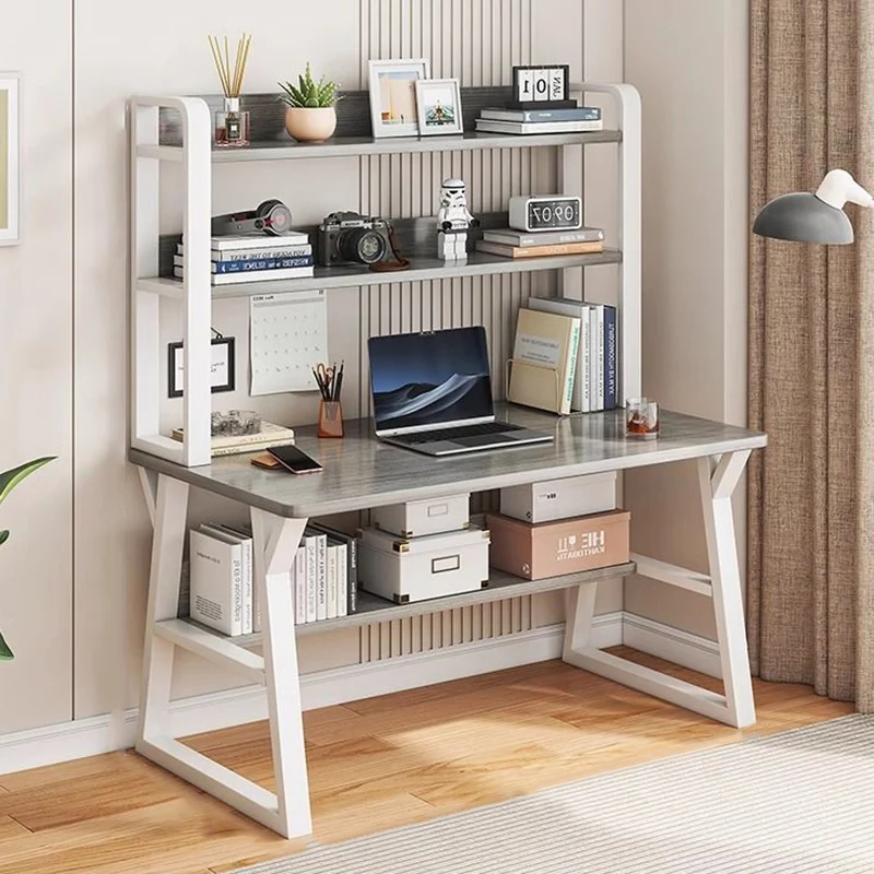 Modern Minimalist HDF Carbon Steel Rectangular Desks 4-tier Storage Shelves For Home Office