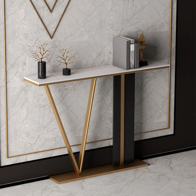 Glam Scratch Resistant Console Table Stain Resistant Stone Console Sofa Table for Hall