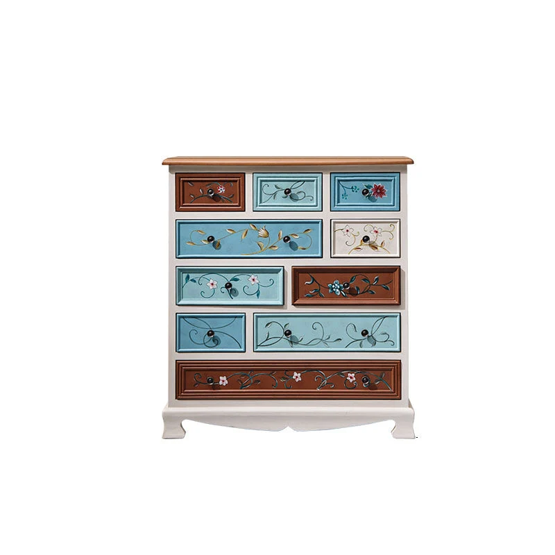 Bedroom Nautical Chest Solid Wood Storage Chest with Drawers