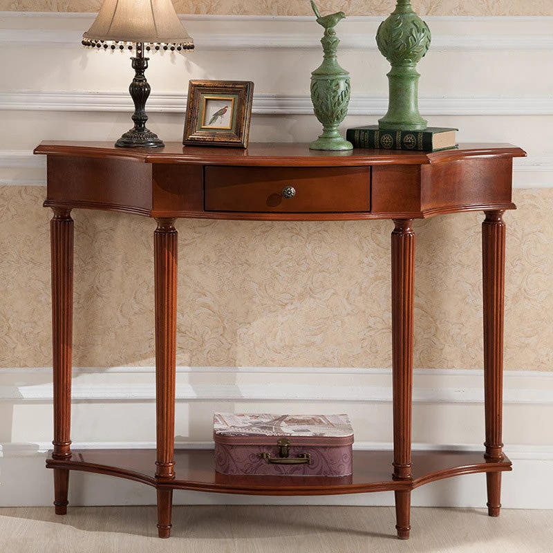 Victorian Rubber Wood End Table Freeform Console Table for Hall