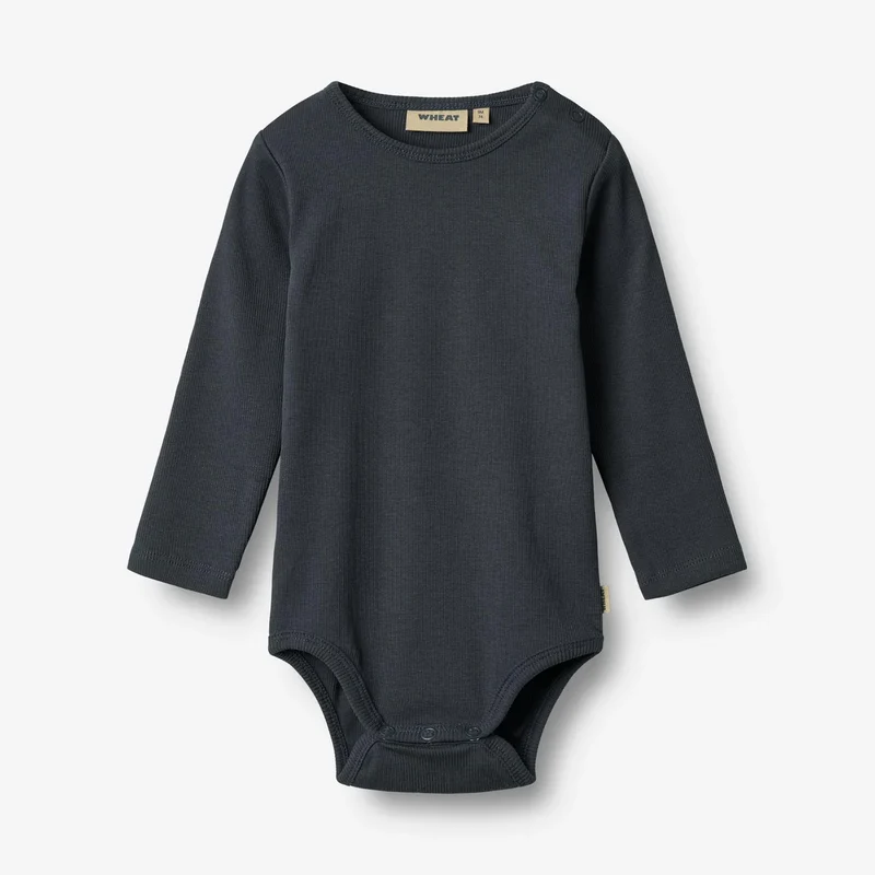 Wheat-Rippstrick-Body mit langen Ärmeln navy