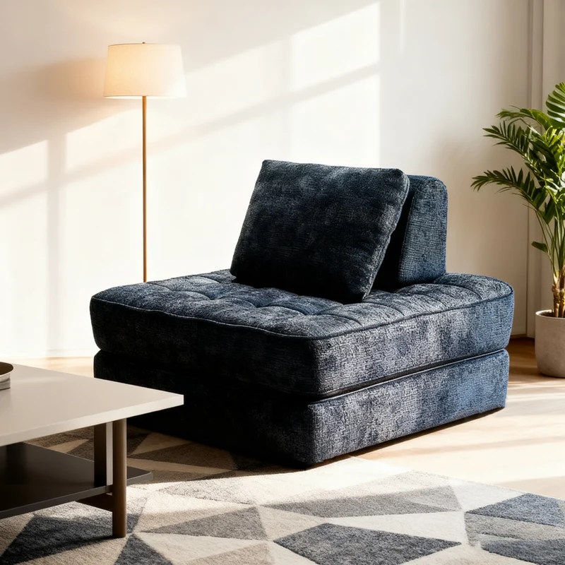 Transformable Shabby Chic Compression Sofa - High-Density High-Resilience Foam Chenille Lounge Chair For Living Room